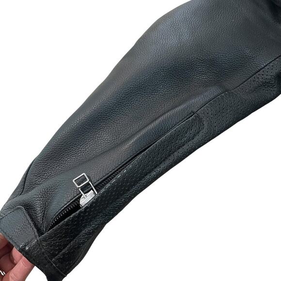 VTG Dainese Leather Motorcycle Jacket Mens 52 Black Gray Perforated Armored - Picture 7 of 13